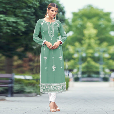 green-lucknowi-work-rayon-kurti