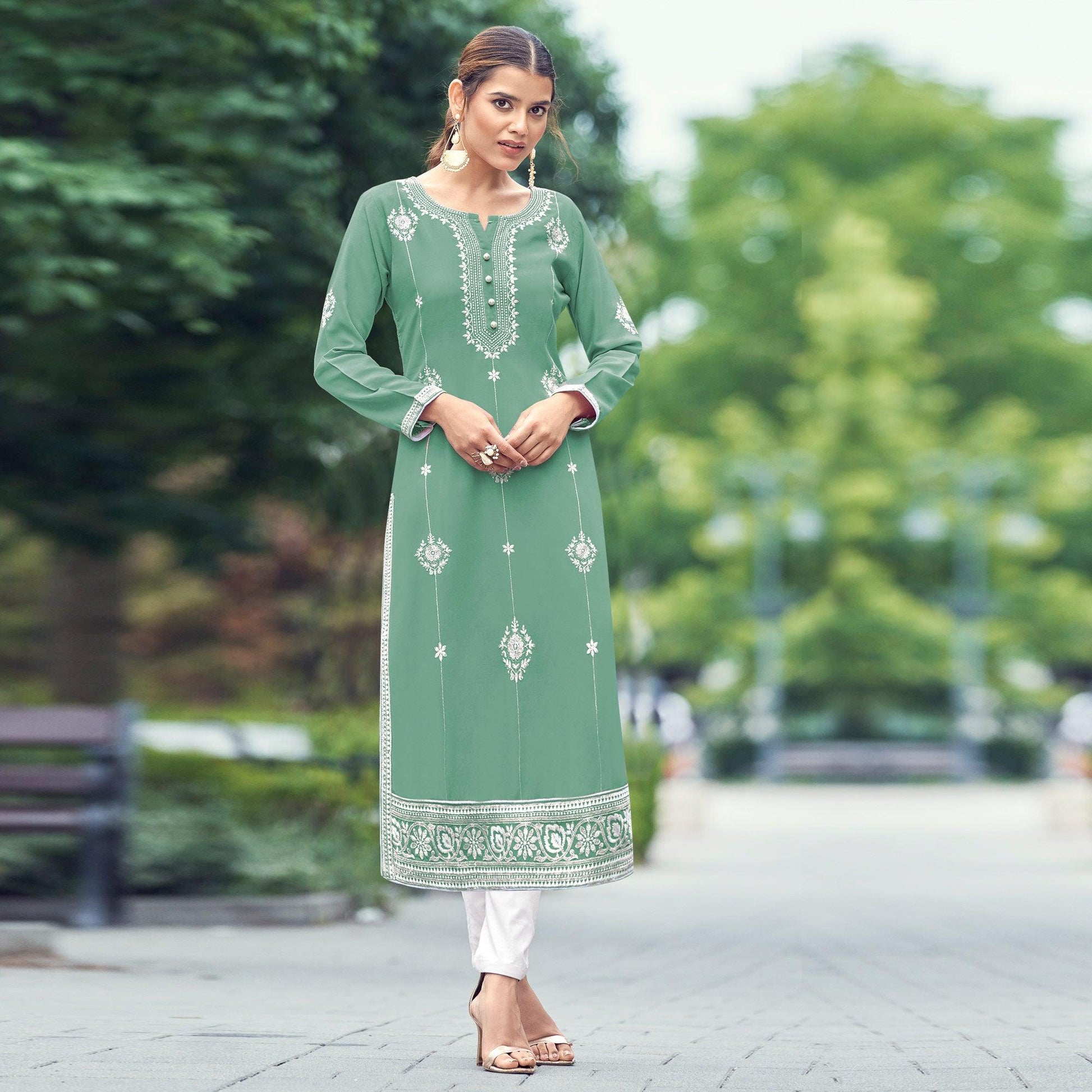green-lucknowi-work-rayon-kurti