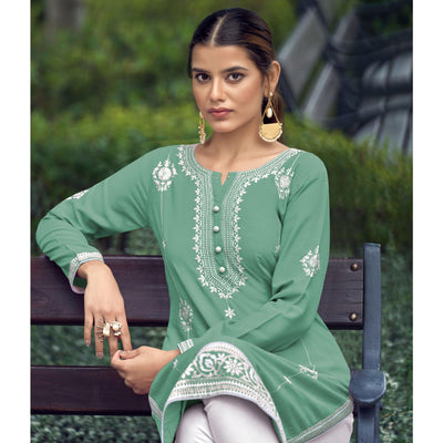 green-lucknowi-work-rayon-kurti