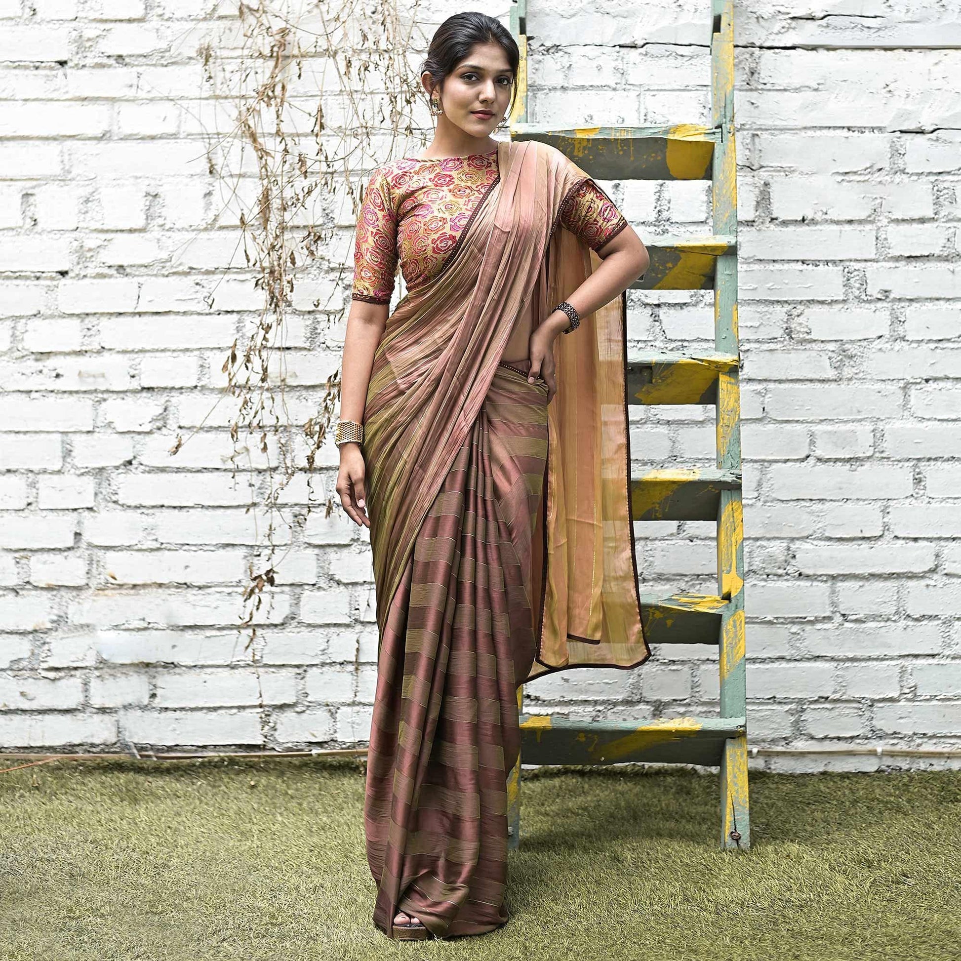 peach-stripe-printed-satin-saree-144203