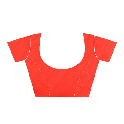 green-orange-festive-wear-floral-printed-cotton-linen-saree-109243