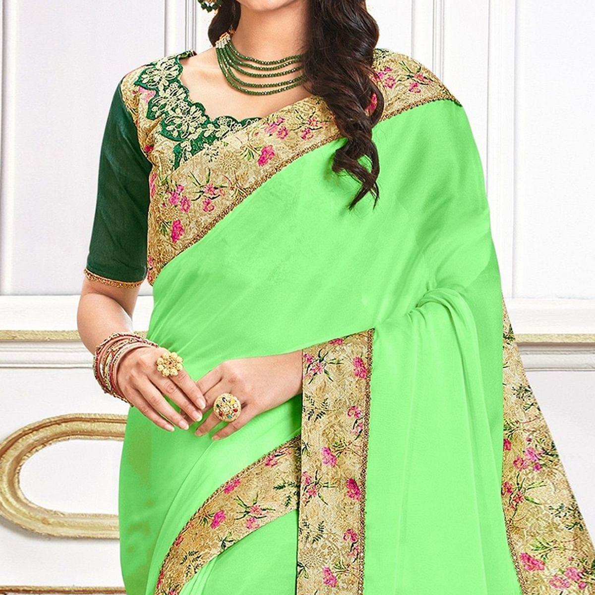 green-party-wear-border-work-silk-saree-141333