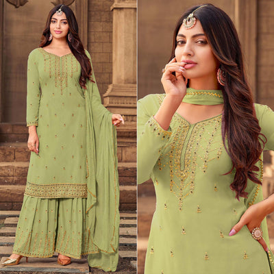 green-party-wear-embroidered-embellished-georgette-palazzo-suit-137750
