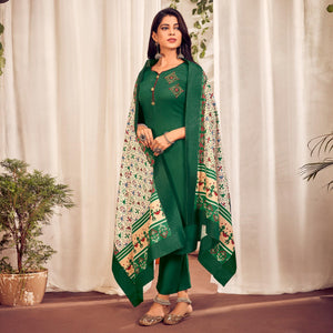 green-party-wear-embroidered-cotton-kurti-pant-set-with-dupatta-138548