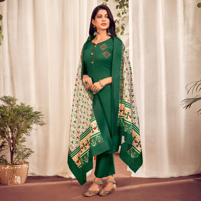 green-party-wear-embroidered-cotton-kurti-pant-set-with-dupatta-138548