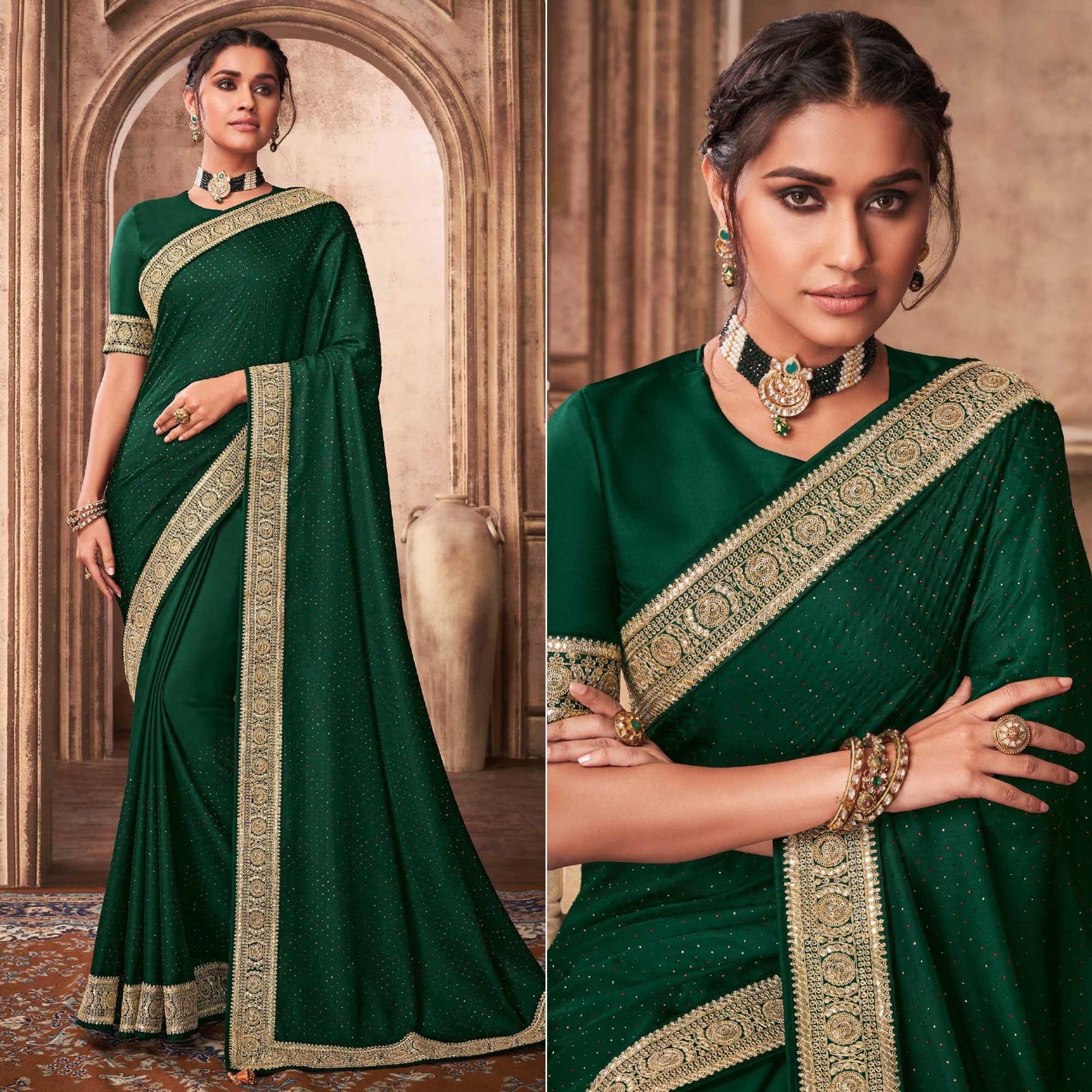 green-party-wear-embroidery-with-sequence-work-satin-silk-saree-138500