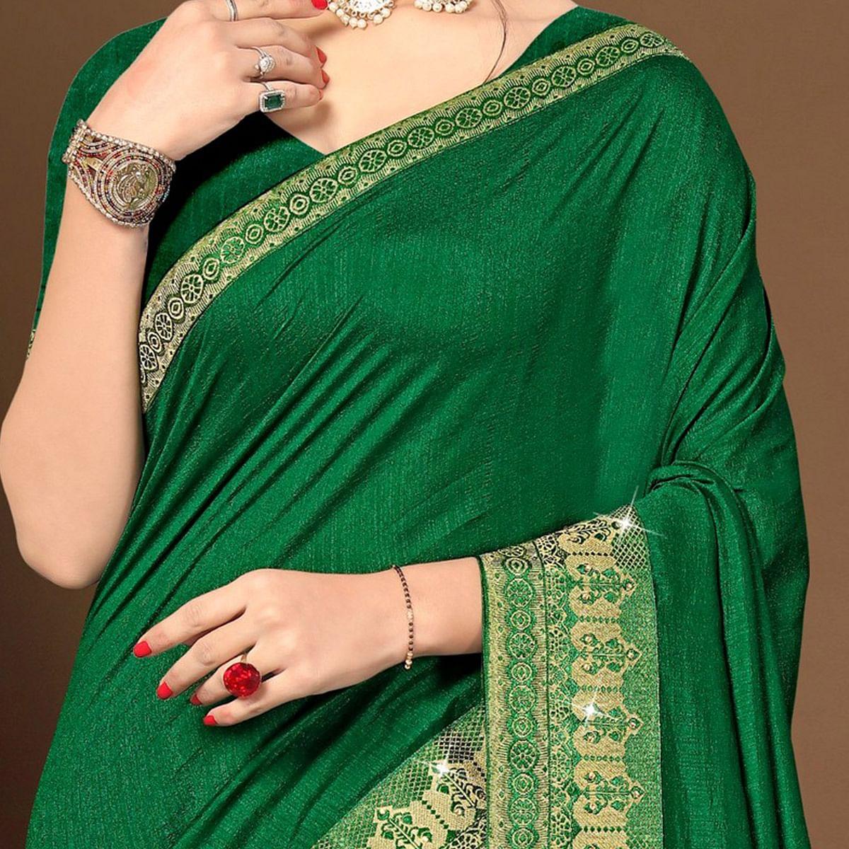green-party-wear-lace-work-silk-saree-141341