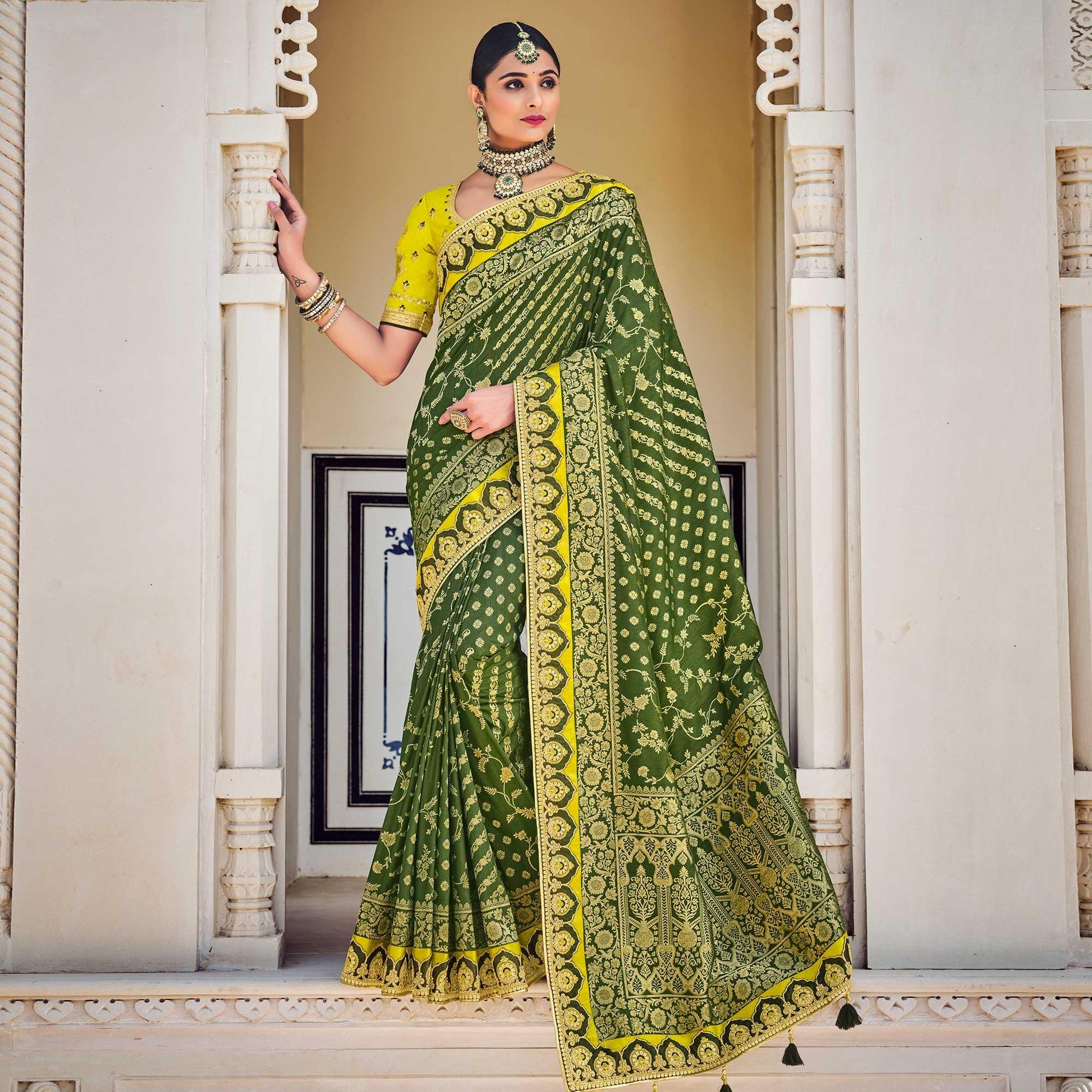 green-party-wear-woven-embroidered-silk-saree-138308