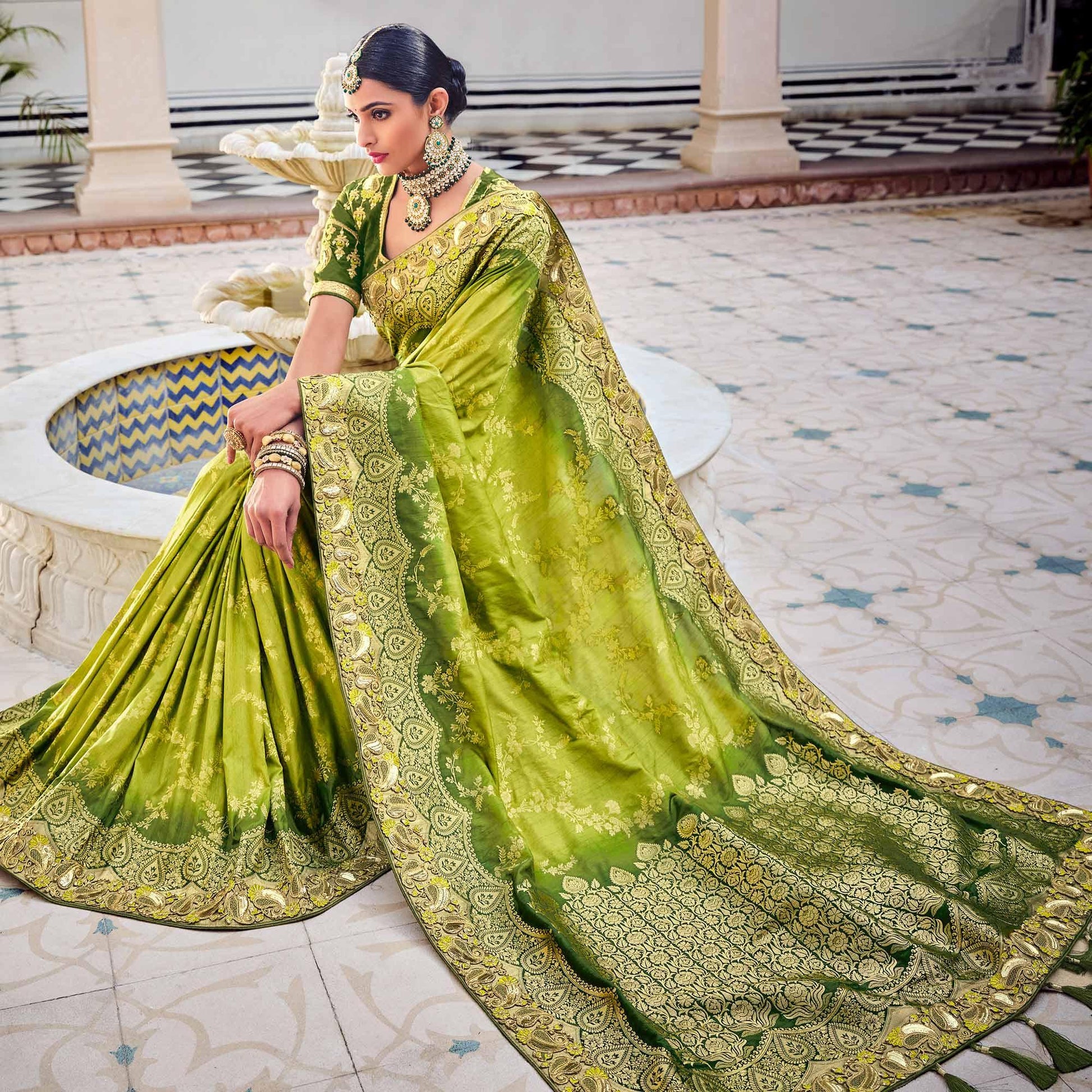 green-party-wear-woven-embroidered-silk-saree-138300