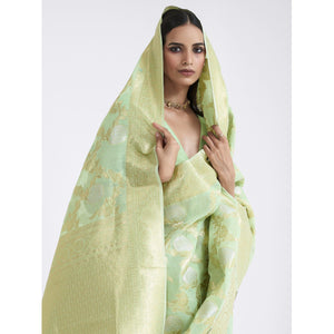 green-party-wear-woven-pure-linen-saree-117782