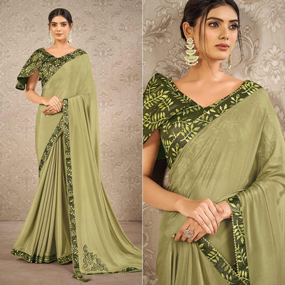green-partywear-appliqued-with-digital-printed-georgette-saree-139225