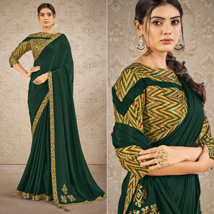 green-partywear-appliqued-with-digital-printed-satin-saree-139224
