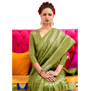 green-partywear-banarasi-woven-silk-saree-117940
