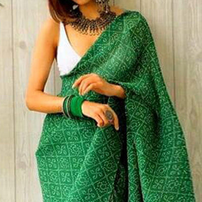 green-partywear-bandhani-printed-georgette-saree-138460