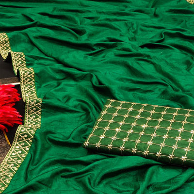 green-partywear-coding-lace-border-dola-silk-saree-129870