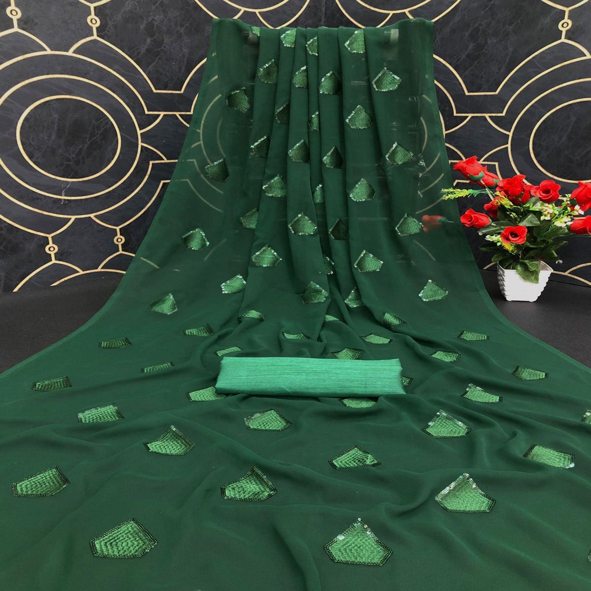 green-partywear-diamond-sequence-georgette-saree-132038