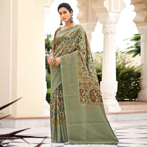 green-partywear-digital-printed-silk-saree-124421
