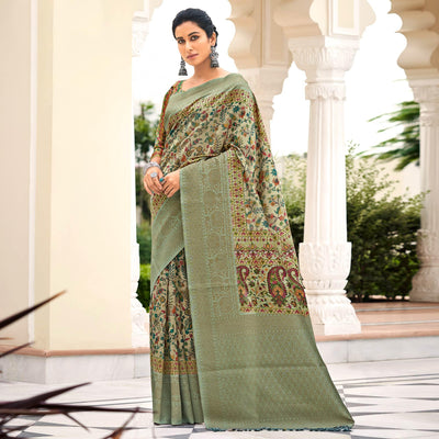 green-partywear-digital-printed-silk-saree-124421