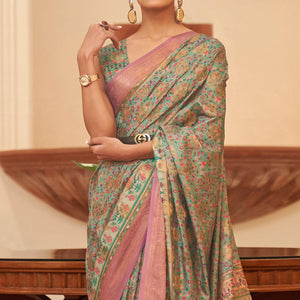 green-partywear-digital-printed-silk-saree-134050