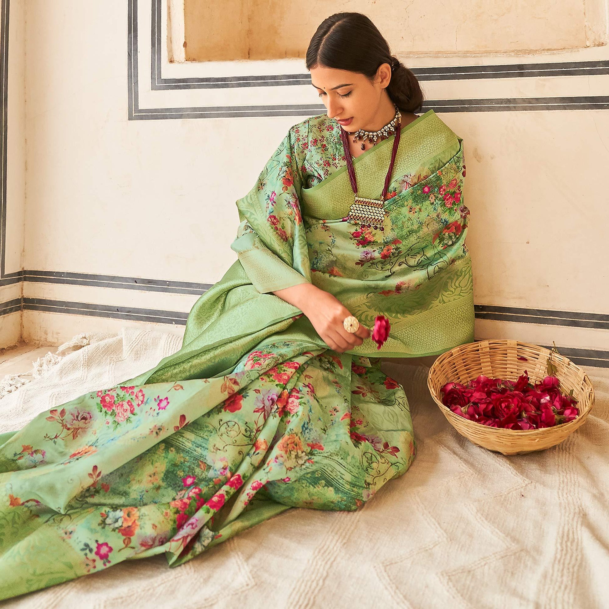 green-partywear-digital-printed-silk-saree-130215