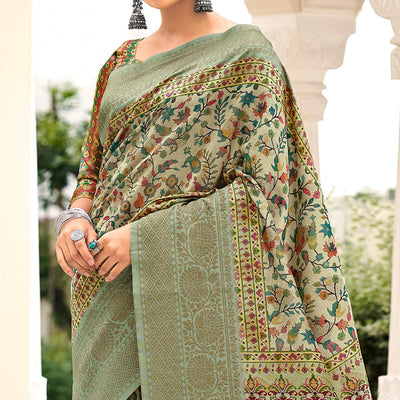 green-partywear-digital-printed-silk-saree-124421
