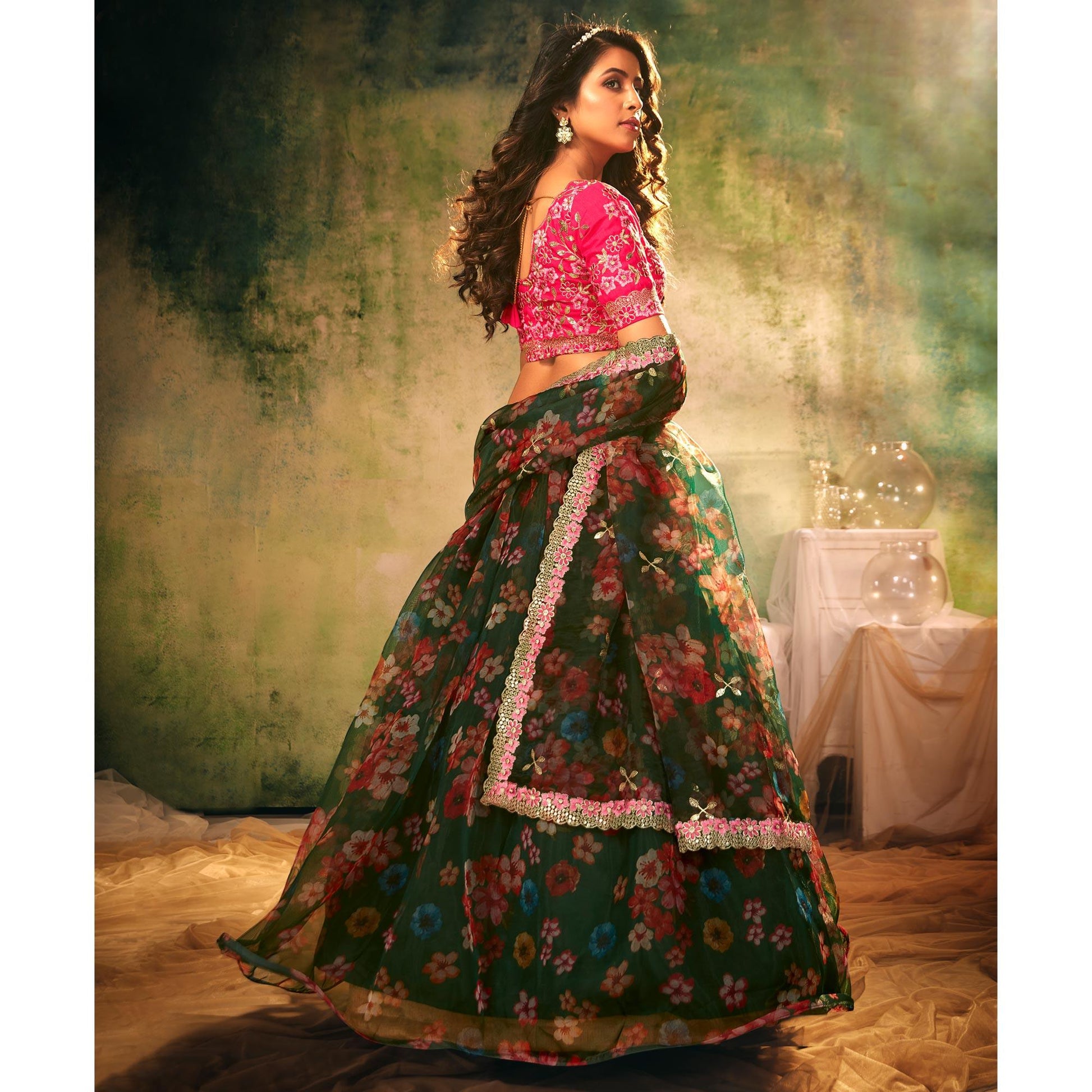 green-partywear-digital-printed-with-crushed-plated-pattern-organza-lehenga-choli-134046