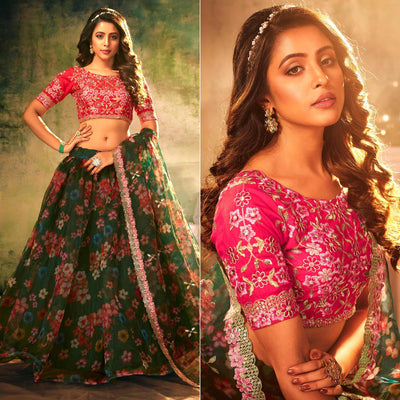 green-partywear-digital-printed-with-crushed-plated-pattern-organza-lehenga-choli-134046