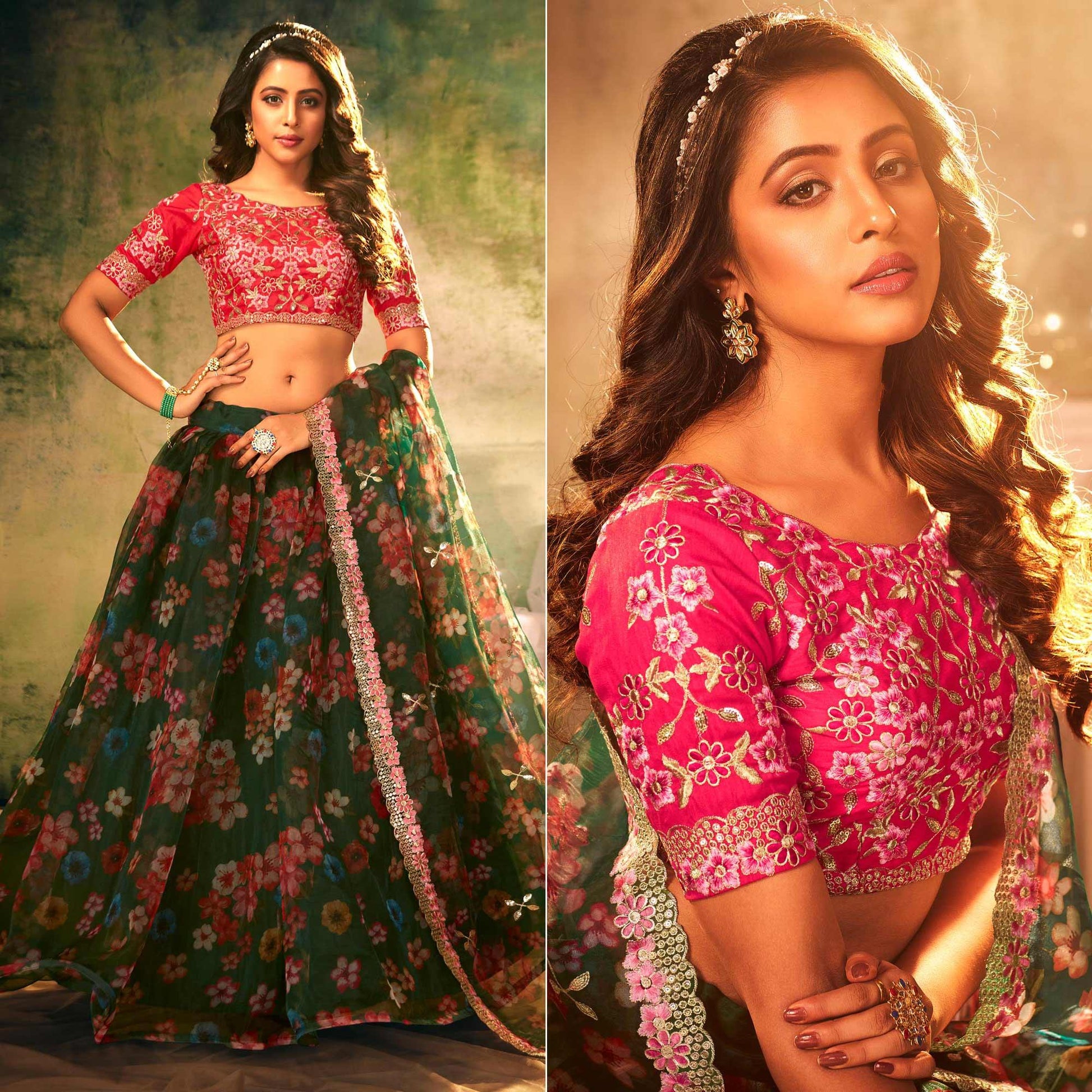green-partywear-digital-printed-with-crushed-plated-pattern-organza-lehenga-choli-134046