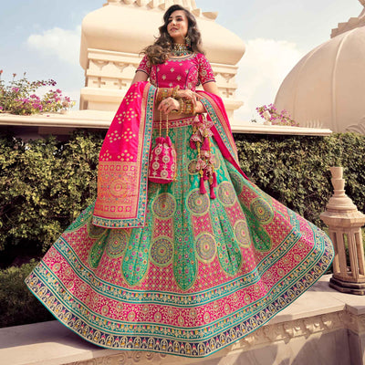 green-partywear-stone-embroiderd-banarasi-silk-lehenga-139014