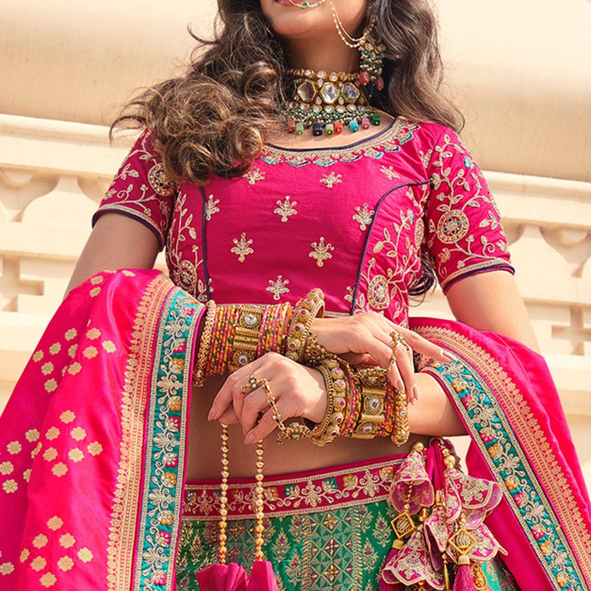 green-partywear-stone-embroiderd-banarasi-silk-lehenga-139014