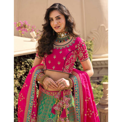 green-partywear-stone-embroiderd-banarasi-silk-lehenga-139014