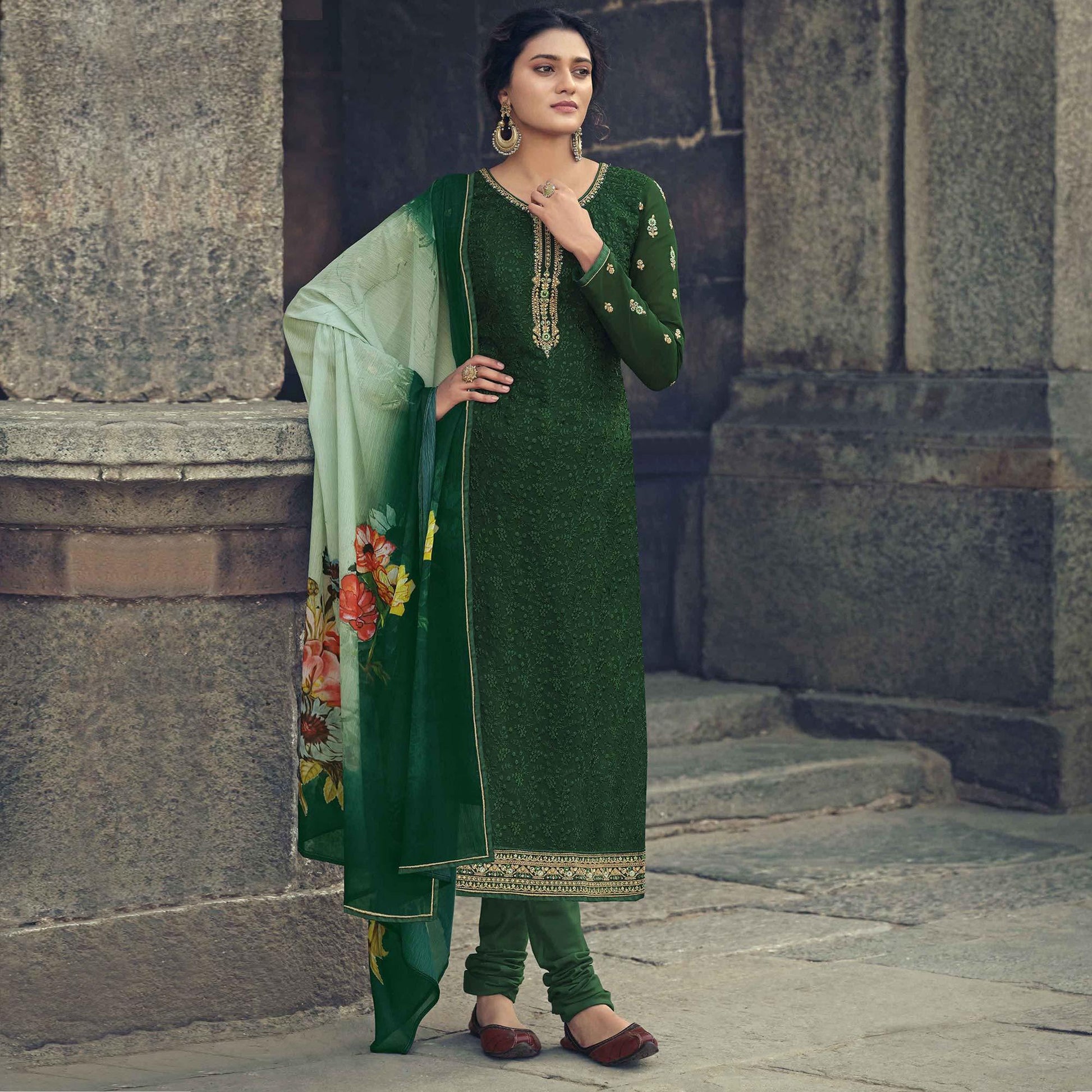 green-partywear-embroidered-embellished-faux-georgette-salwar-suit-134520