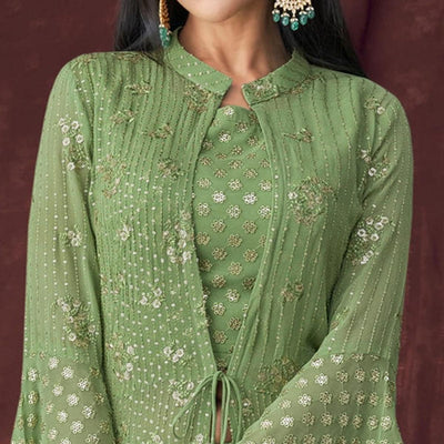 green-partywear-embroidered-embellished-georgette-lehenga-choli-with-jacket-139406