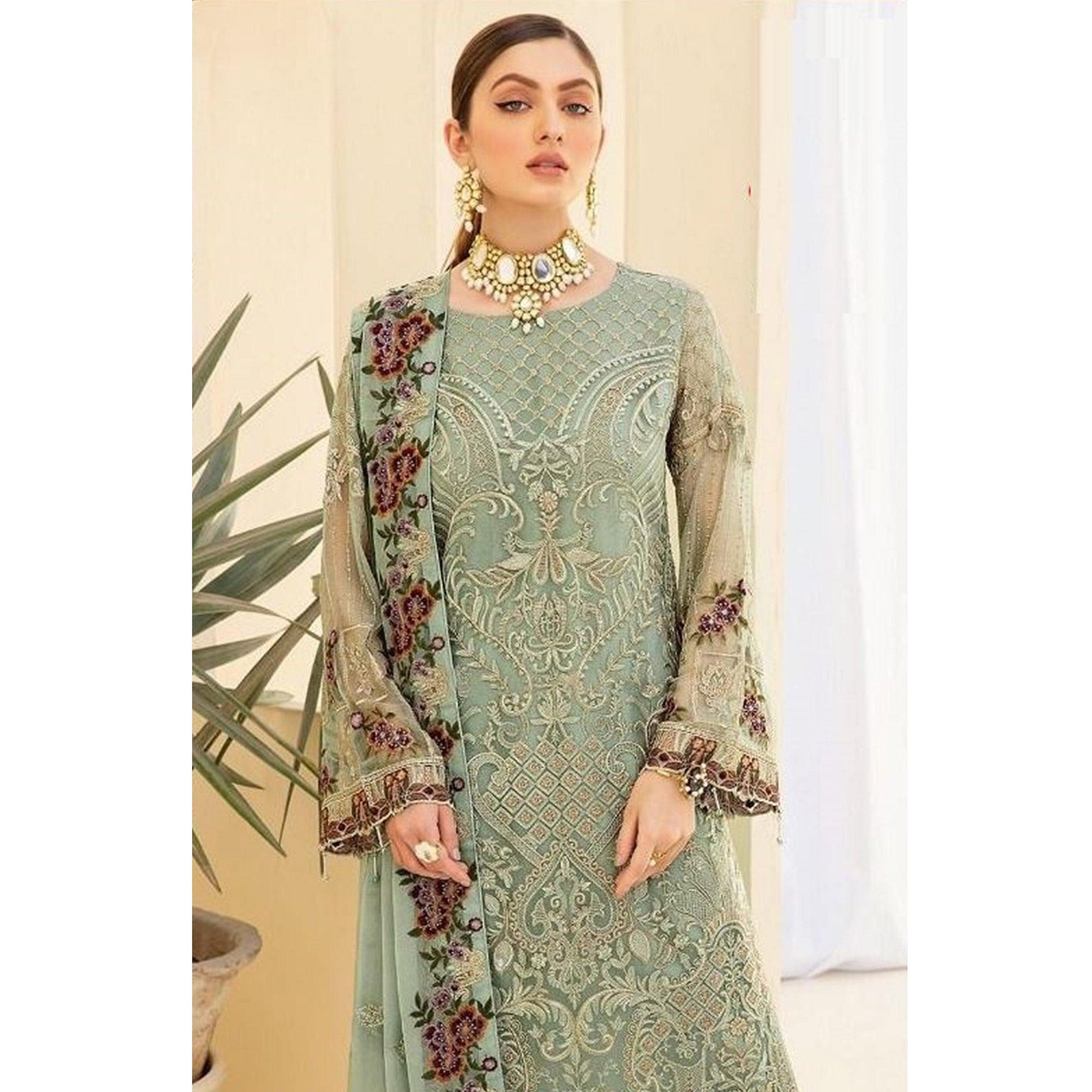 green-partywear-embroidered-embellished-georgette-pakistani-suit-138886