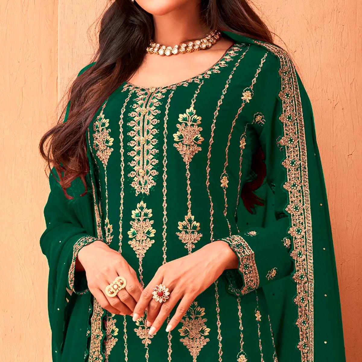 green-partywear-embroidered-sequence-work-faux-georgette-salwar-suit-127879