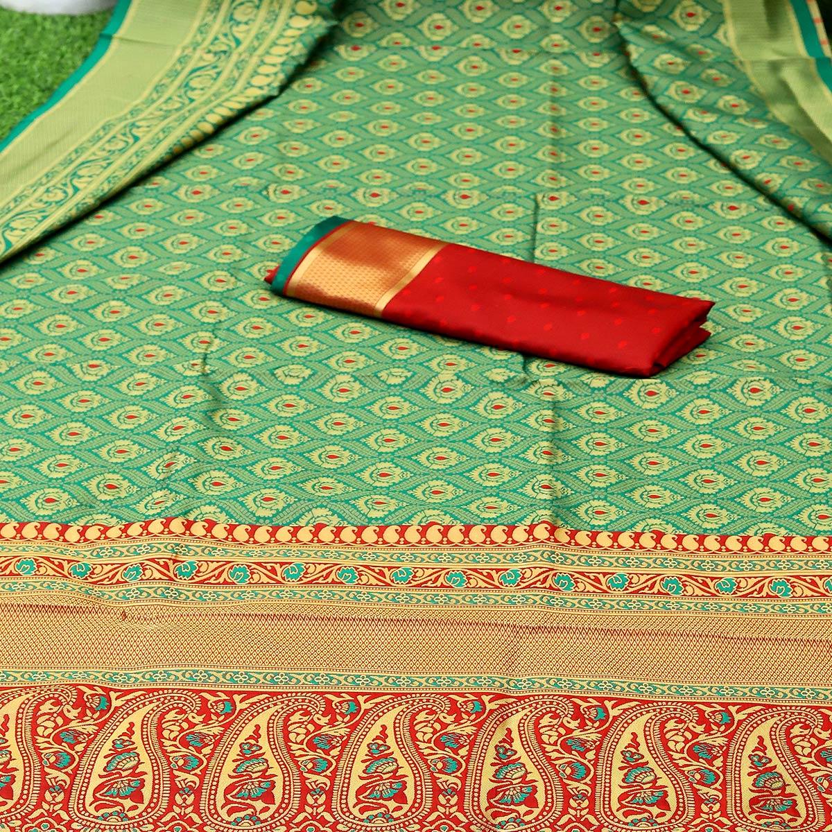 green-partywear-embroidered-banarasi-art-silk-saree-108369