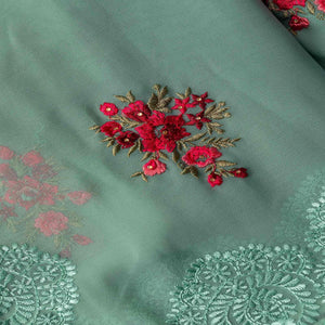 green-partywear-embroidered-butta-georgette-saree-129819