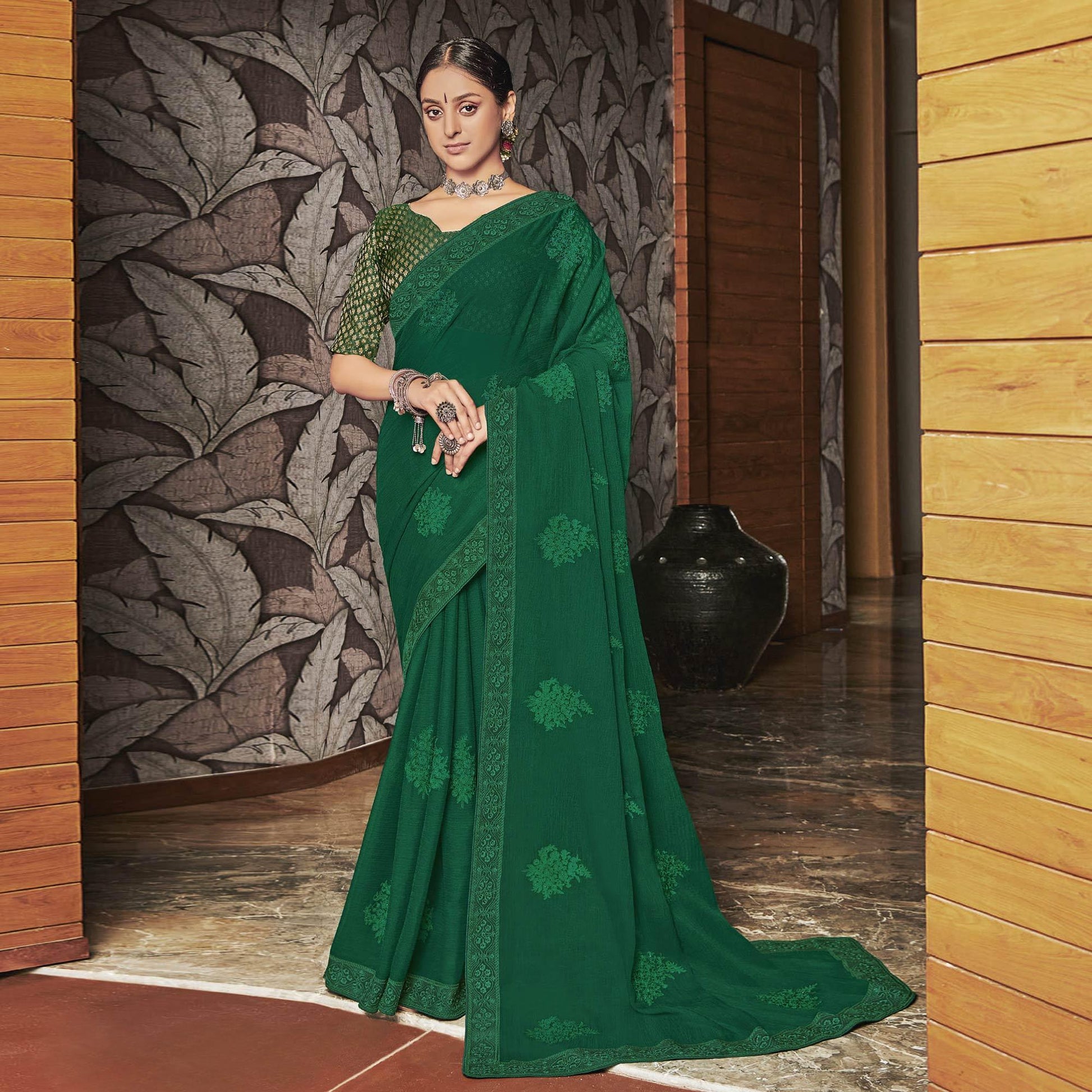 green-partywear-embroidered-chiffon-saree-131335