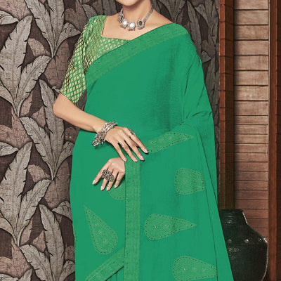 green-partywear-embroidered-chiffon-saree-131334