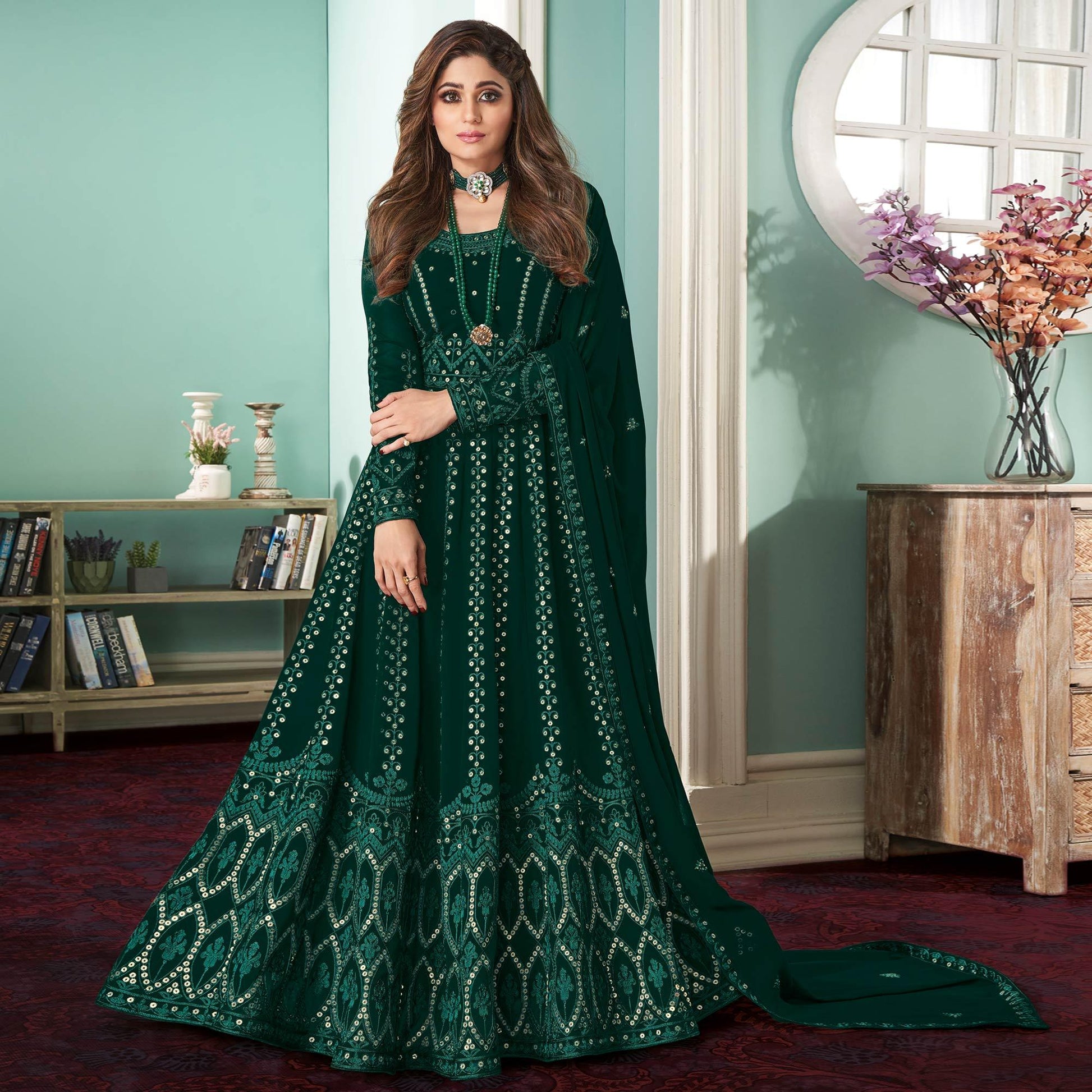 green-partywear-embroidered-georgette-gown
