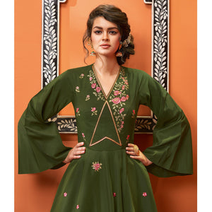 green-partywear-embroidered-heavy-cotton-gown-118758