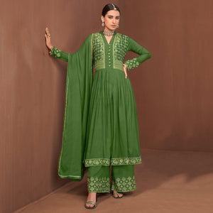 green-partywear-embroidered-rayon-kurti-palazzo-set-135213