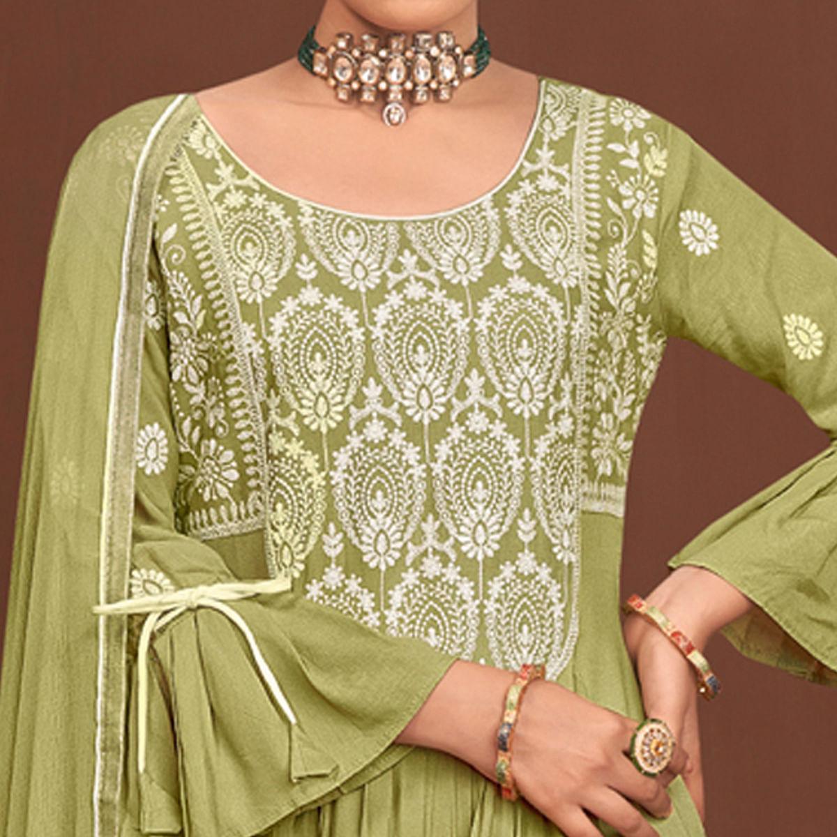 green-partywear-embroidered-rayon-kurti-palazzo-set-135211