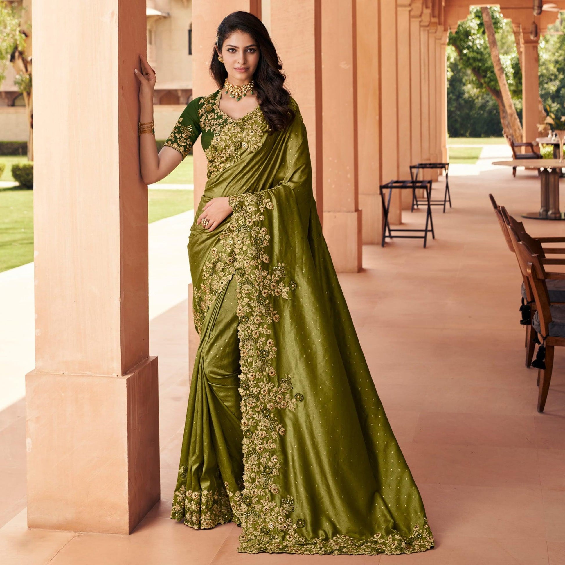 green-partywear-embroidered-russian-silk-saree-121227