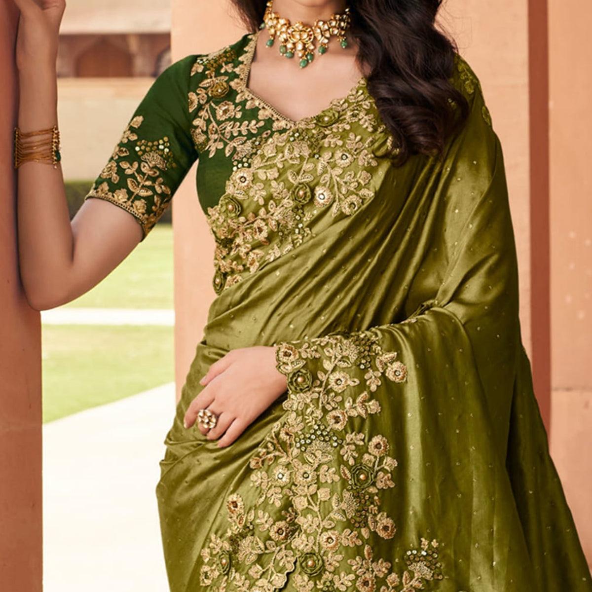 green-partywear-embroidered-russian-silk-saree-121227