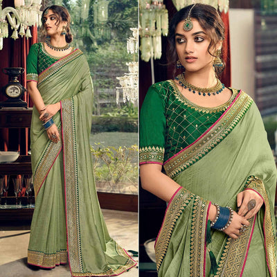 green-partywear-embroidered-vichitra-silk-saree-138147
