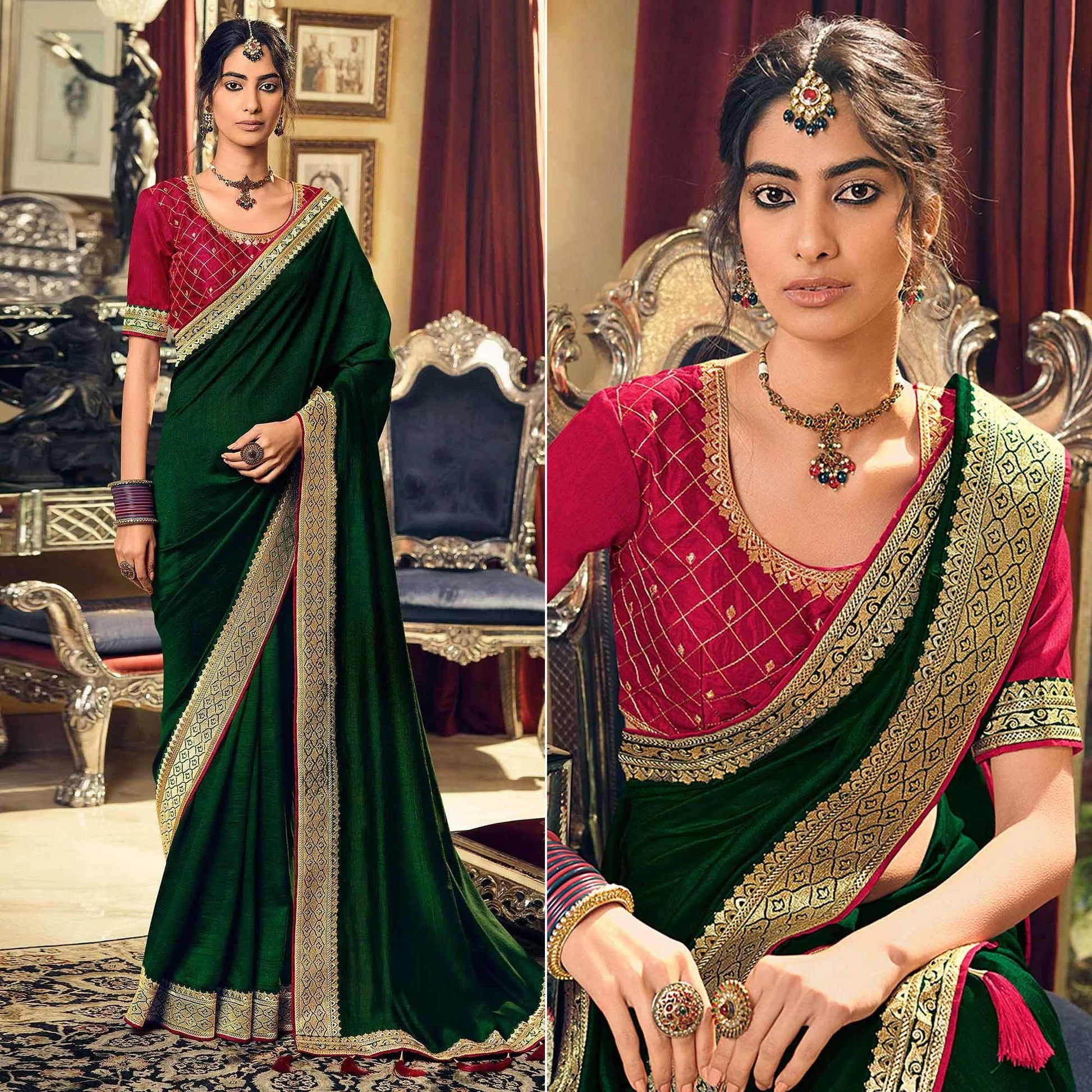 green-partywear-embroidered-vichitra-silk-saree-138143