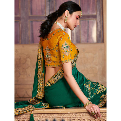 green-partywear-embroidered-vichitra-silk-saree-123561