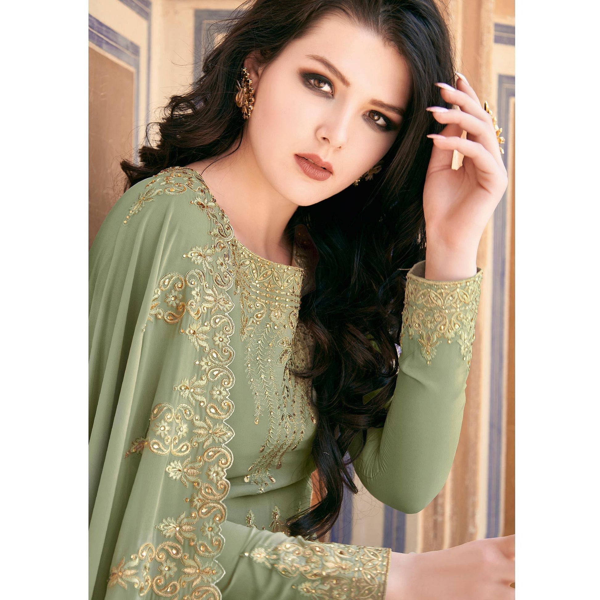 green-partywear-embroidered-soft-georgette-suit-129806