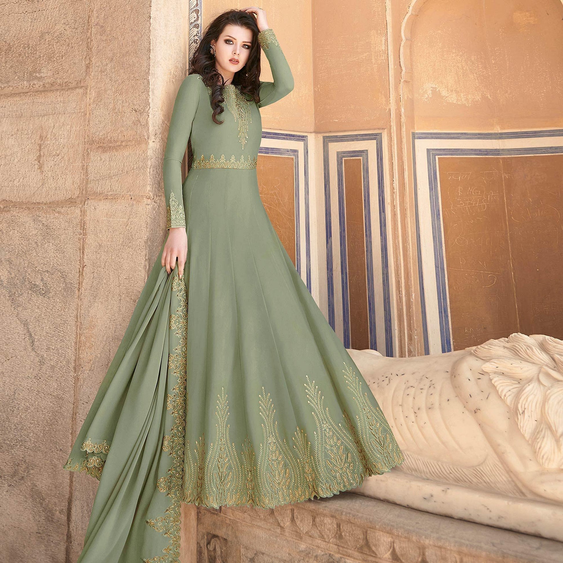 green-partywear-embroidered-soft-georgette-suit-129806
